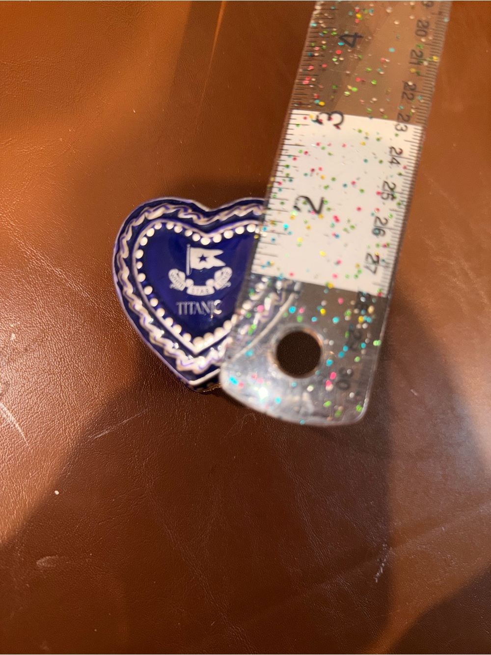 Titanic Heart Enamel Pin - Navy Blue & White